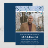 Modern Navy Blue Photo Man 88ste verjaardag Kaart (Voorkant / Achterkant)