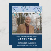 Modern Navy Blue Photo Man 89ste verjaardag Kaart (Voorkant / Achterkant)