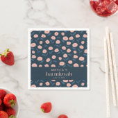 Modern Navy Blue Pink Boho Floral Bat Mitzvah Servet (Insitu)