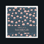 Modern Navy Blue Pink Boho Floral Bat Mitzvah Servet<br><div class="desc">Modern Navy Blue Pink Boho Floral Bat Mitzvah Napkins</div>
