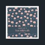Modern Navy Blue Pink Boho Floral Bat Mitzvah Servet<br><div class="desc">Modern Navy Blue Pink Boho Floral Bat Mitzvah Napkins</div>