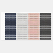 Modern Navy Blue Platinum Roos Waterdichte Naam Labels (Vel)