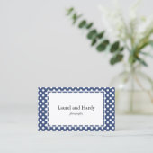 Modern Navy Blue Polka Dots Custom Visitekaartje (Staand voorkant)