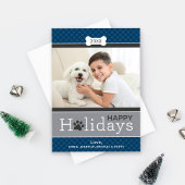Modern Navy Blue Puppy Dog Theme Prettige feestdag Feestdagenkaart