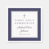 Modern Navy Blue Religious Boy First Communion Servet (Voorkant)