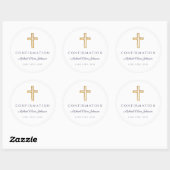 Modern Navy Blue Religious Cross Boy Confirmation Ronde Sticker (Vel)