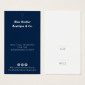 Modern Navy Blue Retail Business Swing Prijs label Visitekaartje (Voorkant /achterkant)