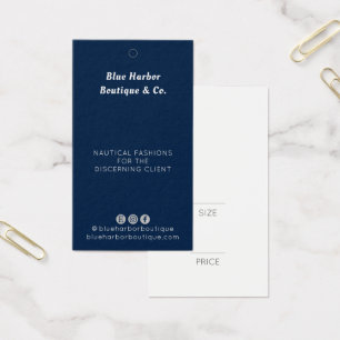 Modern Navy Blue Retail Business Swing Prijs label Visitekaartje