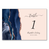 Modern Navy Blue Roos Gold Agaat Blush Bruiloft Kaart (Achterkant)