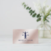 Modern Navy Blue Roos Gold Attorney Lawyer Visitekaartje (Staand voorkant)