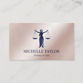 Modern Navy Blue Roos Gold Attorney Lawyer Visitekaartje (Voorkant)