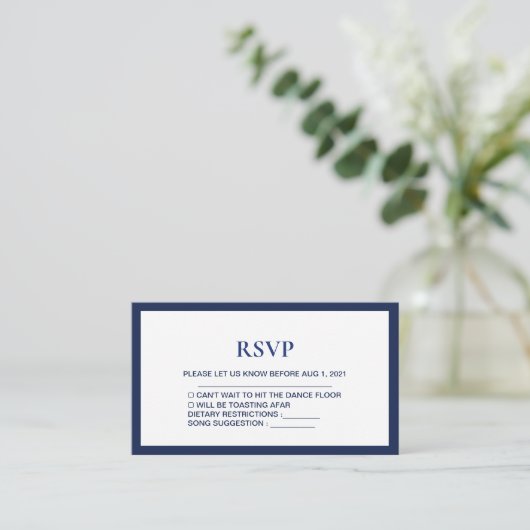 Modern Navy-Blue Royal Wedding Rsvp Card Informatiekaartje (Staand voorkant)