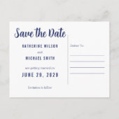Modern Navy Blue Save The Date Postcard Aankondigingskaart (Achterkant)