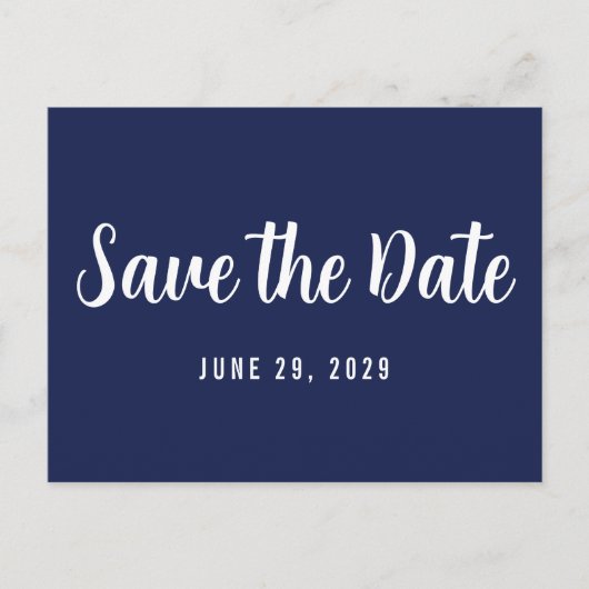 Modern Navy Blue Save The Date Postcard Aankondigingskaart (Voorkant)