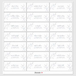 Modern Navy Blue Script Botanical Guest Address Sticker