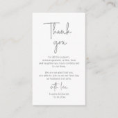 Modern Navy Blue Script, bruiloft Dank je Informatiekaartje (Voorkant)