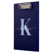 Modern Navy Blue Script Monogram Klembord (Links)
