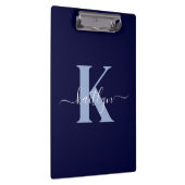 Modern Navy Blue Script Monogram Klembord (Rechts)