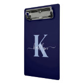 Modern Navy Blue Script Monogram Mini Klembord (Angled2)