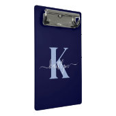 Modern Navy Blue Script Monogram Mini Klembord (Schuin)