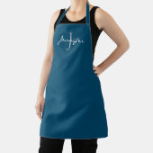Modern Navy Blue Script Monogram op maat Schort (Insitu)
