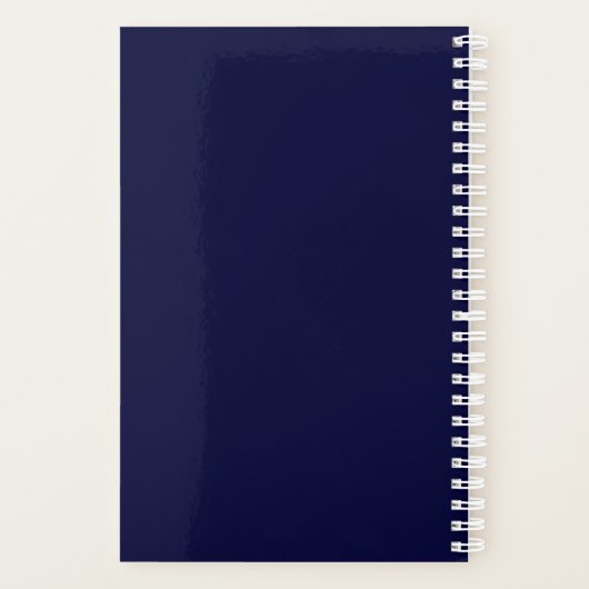 Modern Navy Blue Script Monogram Planner (Achterkant)