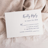 Modern Navy Blue Script Wedding RSVP Kaartje