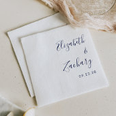 Modern Navy Blue Script Wedding Servet
