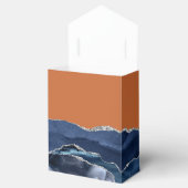 Modern Navy Blue Silver Agate Burnt Sinaasappel Bedankdoosjes (Geopend)