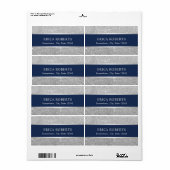 Modern Navy Blue & Silver Glitter Beauty Salon Etiket (Full Sheet)