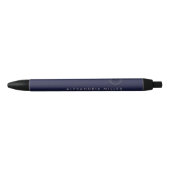 Modern Navy Blue Silver Monogram Zwarte Inkt Pen (Voorkant)