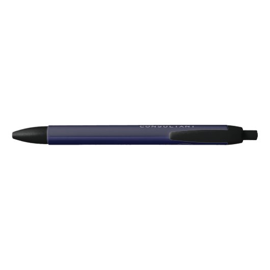 Modern Navy Blue Silver Monogram Zwarte Inkt Pen (Achterkant)