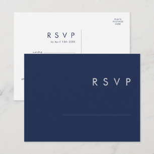 Modern Navy Blue   Silver Song Request RSVP Card Briefkaart
