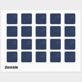 Modern Navy Blue | Silver Wedding Envelope Vierkante Sticker (Vel)