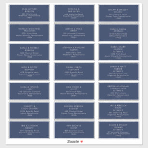 Modern Navy Blue Silver Wedding Guest Address Sticker