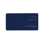 Modern Navy Blue Silver Wedding RSVP-adres Etiket (Voorkant)
