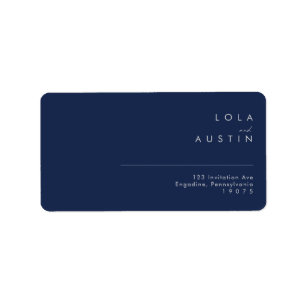 Modern Navy Blue Silver Wedding RSVP-adres Etiket