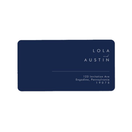 Modern Navy Blue Silver Wedding RSVP-adres Etiket (Voorkant)