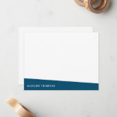 Modern Navy Blue Slanted Slab Typography Notitiekaartje (Voorkant / Achterkant in situ)