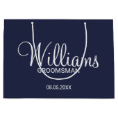 Modern Navy Blue Specialized Groomsman Groot Cadeauzakje (Voorkant)
