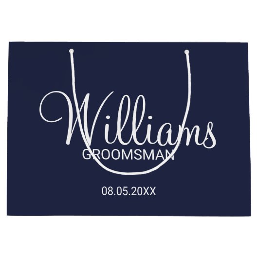 Modern Navy Blue Specialized Groomsman Groot Cadeauzakje (Voorkant)