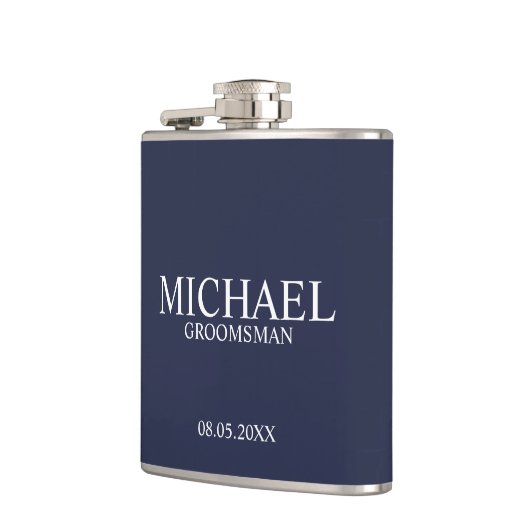 Modern Navy Blue Specialized Groomsman Heupfles (Links)