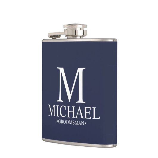 Modern Navy Blue Specialized Groomsman Heupfles (Links)