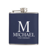 Modern Navy Blue Specialized Groomsman Heupfles (Voorkant)