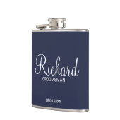 Modern Navy Blue Specialized Groomsman Heupfles (Links)