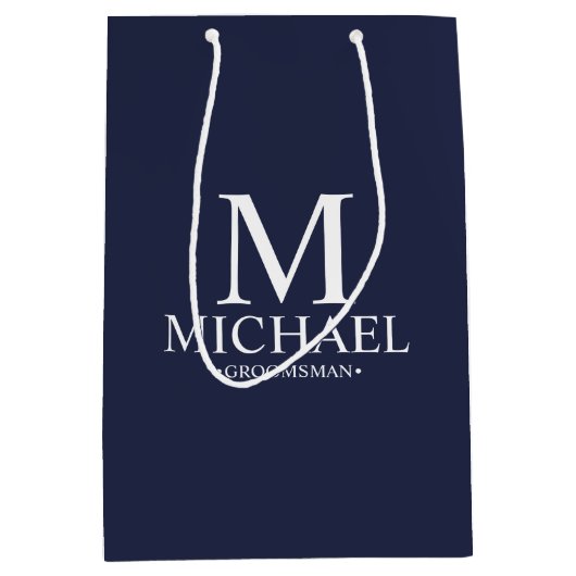 Modern Navy Blue Specialized Groomsman Medium Cadeauzakje (Voorkant)