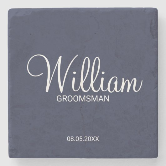 Modern Navy Blue Specialized Groomsman Stenen Onderzetter (Voorkant)