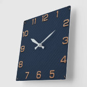 Modern Navy Blue Square Minimalist Rose Gold Vierkante Klok (Hoek)