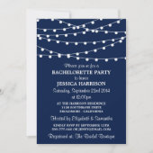 Modern Navy Blue String Lights Bachelorette Kaart (Voorkant)