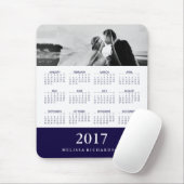 Modern Navy Blue Stripe 2017 Calendar and Photo Muismat (Met muis)